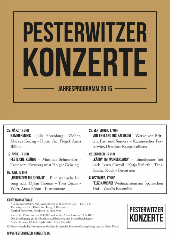 Postkarte Jahresprogramm 2015 Pesterwitzer Konzerte